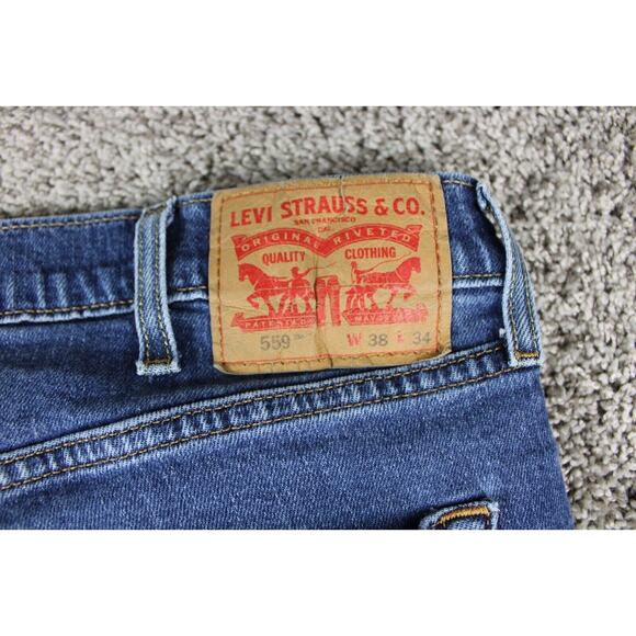 Levis 559 Relaxed Straight Jeans Men 38x34 Blue Denim Casual Classic - Picture 8 of 10